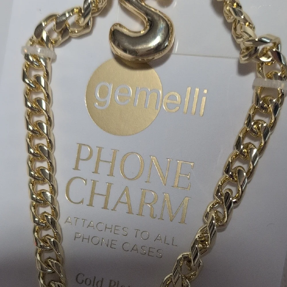 Gemelli Monogram S Gold Plated Phone Charm Wristlet